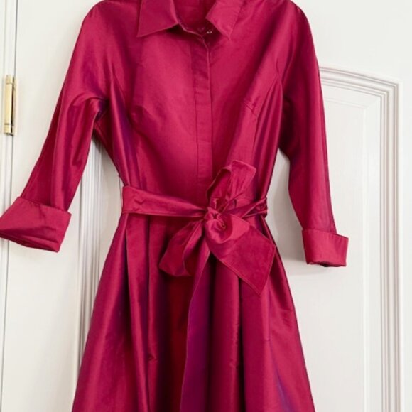 Teri Jon by Rickie Freeman-Taffeta Shirt Dress 12 - Picture 4 of 5